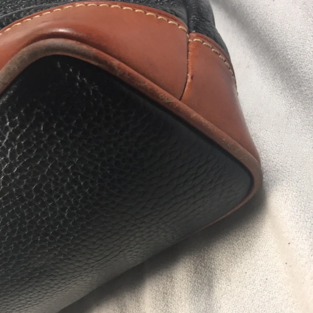 Dooney & Bourke Black and Brown Contrast Pebble Grain Leather Crossbody Bag